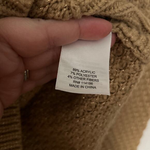 St John's Bay Womens Tan Gold Classic Cable Knit Pullover Sweater Size Medium - Picture 6 of 10